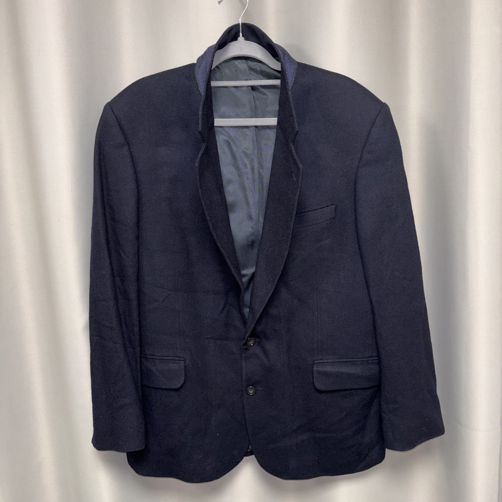 Oscar De La Renta Blazer Mens Size 42 R Navy BLue Jacket Wool Cashmere Blend